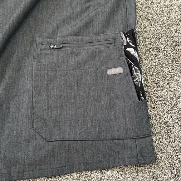 FIGS Accra Feather Fabric Trim Scrub Top W19SW1001 Graphite Women's Size Medium - Picture 3 of 10